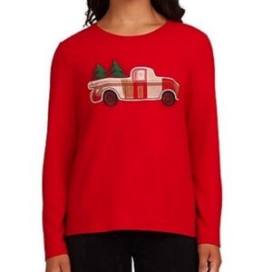 Women’s Eddie Bauer Holiday Pajama Top Sleepwear Long Sleeve Relaxed Fit‎ Large
